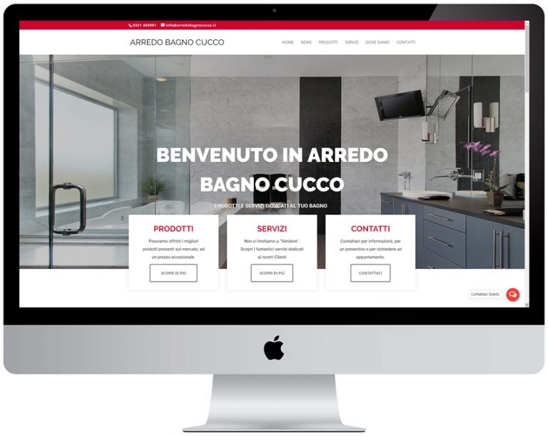 Screenshot del sito web Arredobagnocucco realizzato da Neweb Studio