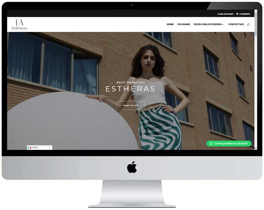Screenshot del sito web Estheras realizzato da Neweb Studio