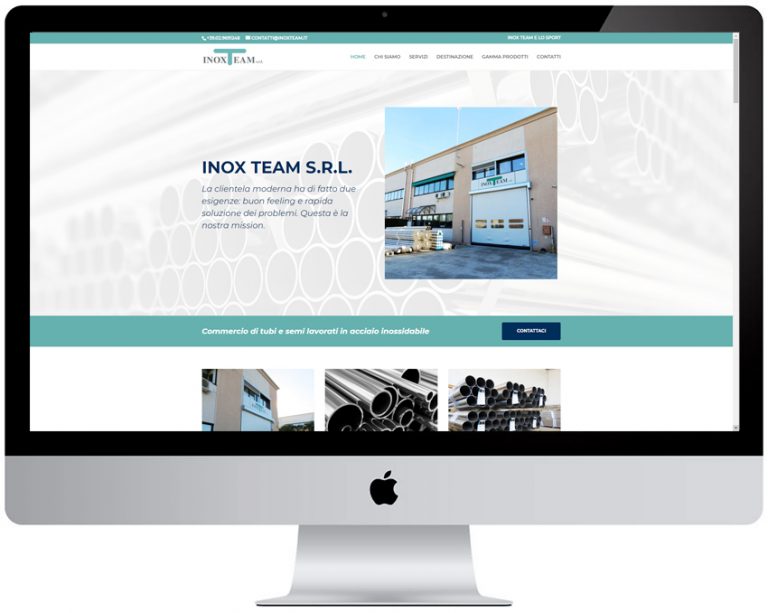 Screenshot del sito web Inoxteam realizzato da Neweb Studio