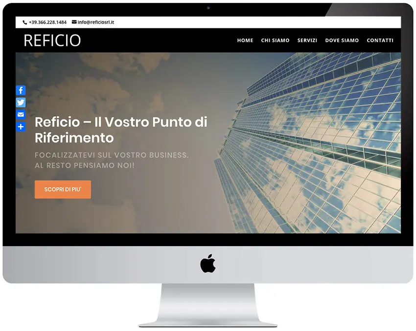 Screenshot del sito web Reficiosrl realizzato da Neweb Studio