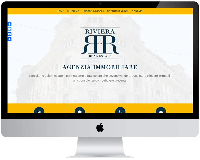 Screenshot del sito web Rivierarealestate realizzato da Neweb Studio