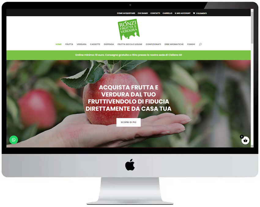 Screenshot del sito web Ronzi realizzato da Neweb Studio