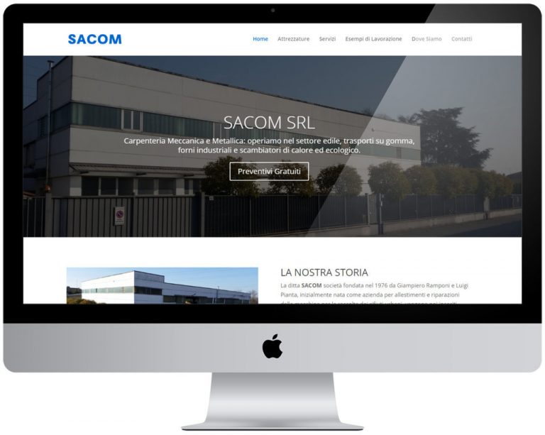 Screenshot del sito web Sacom Carpenteria realizzato da Neweb Studio